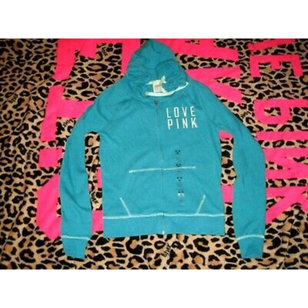 NEW VICTORIA SECRET PINK  HOODIE IN TEAL X SMALL